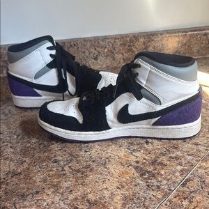 Stylish Women's High-Top Sneakers - Black, White, and Purple